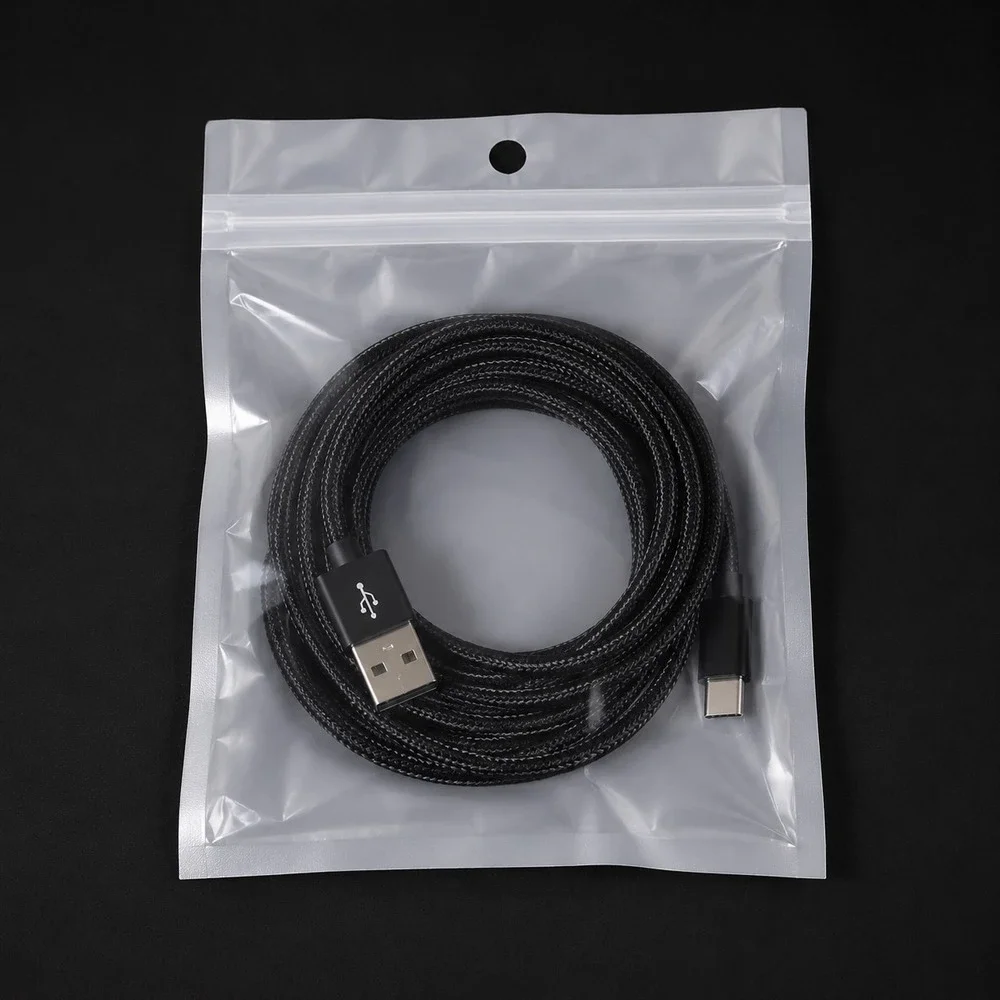 6FT Deluxe Fast Charging USB-A to USB-C Braided Cable Android iPhone Black